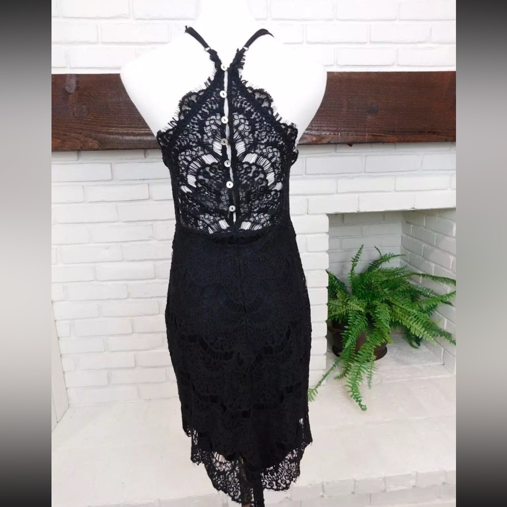 Intimately Free People Size M “She's Got It Lace" Sundress Mini Dress Black